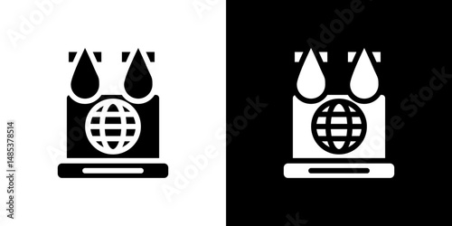 Ddos icon flat vectors set. black and white