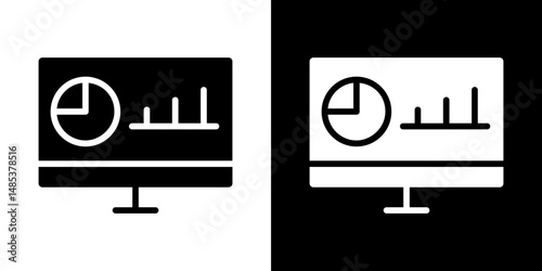 Dashboard icon flat vectors set. black and white