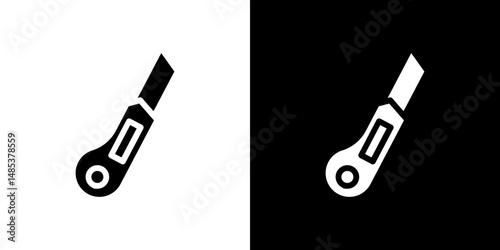 Cutter icon flat vectors set. black and white