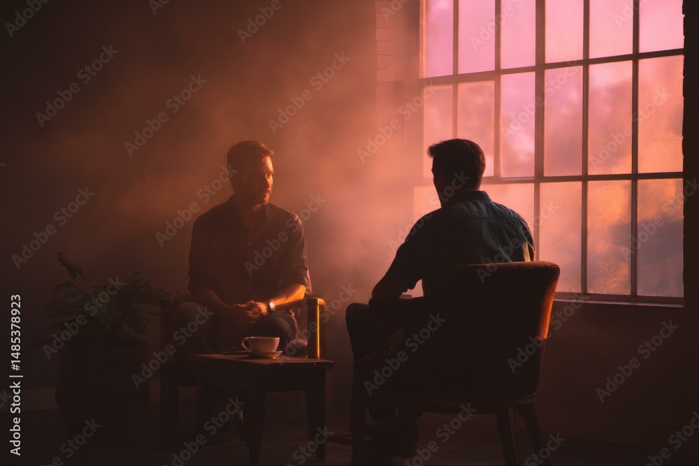 Two Men in Conversation by a Window Two Men in Conversation by a Window