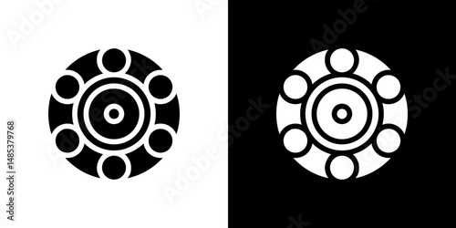 Car bearing icon flat vectors set. black and white