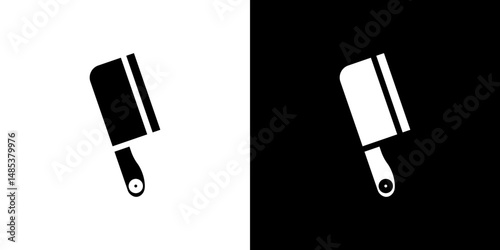 Butcher knife icon flat vectors set. black and white