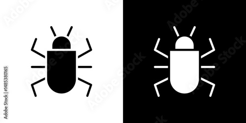 Bug icon flat vectors set. black and white