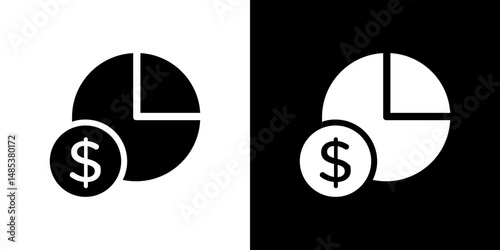 Budget planning icon flat vectors set. black and white
