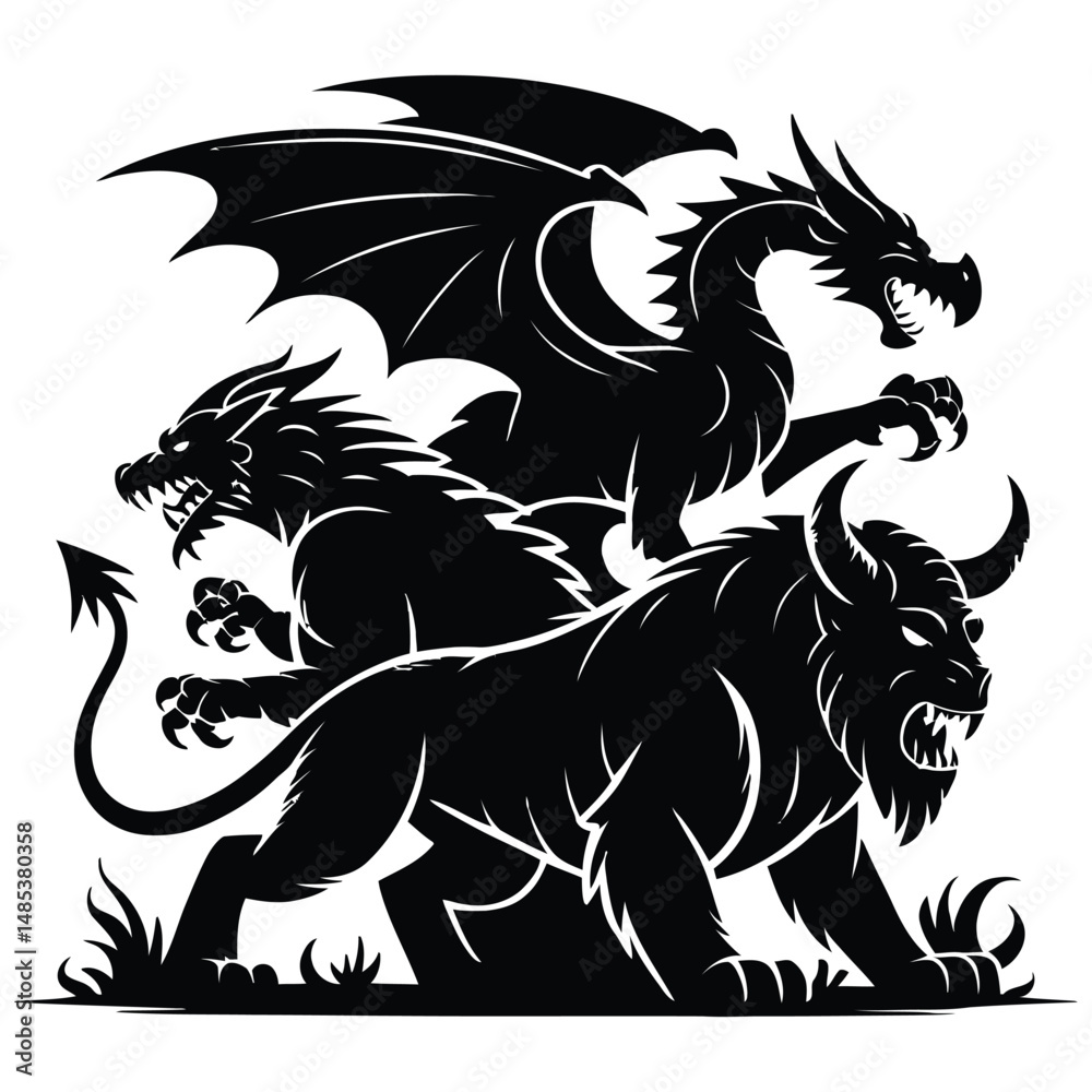 Fototapeta premium Black and White Tribal Lion Tattoo Vector Design