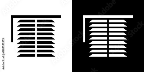 Blinds icon flat vectors set. black and white