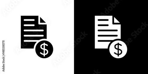 Bill paid icon flat vectors set. black and white