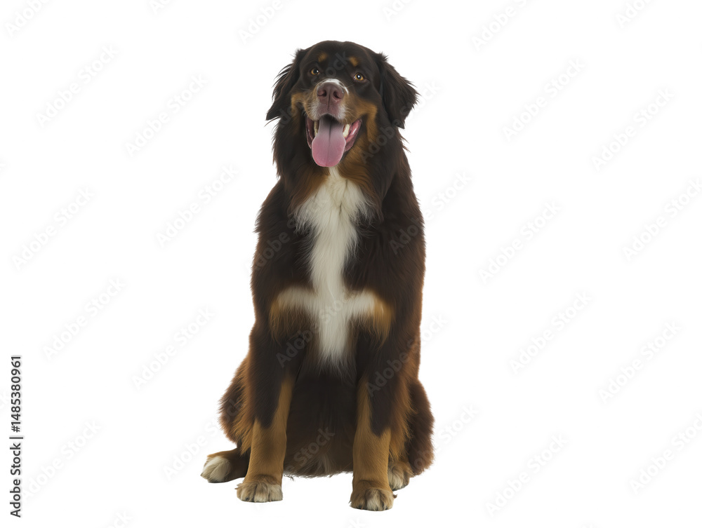Fototapeta premium Bernese Mountain Dog with tongue out, isolated on transparent background