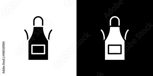 Apron icon flat vectors set. black and white
