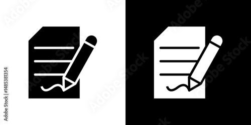 Agreement icon flat vectors set. black and white