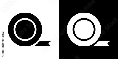 Adhesive tape icon flat vectors set. black and white