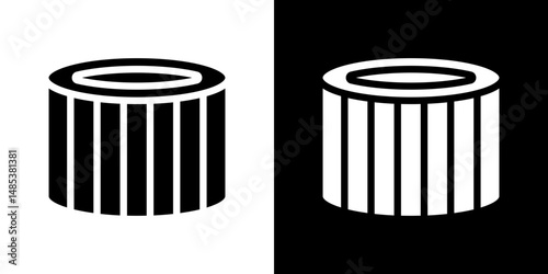 Air filter icon flat vectors set. black and white