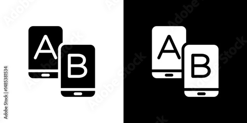 A B testing icon flat vectors set. black and white