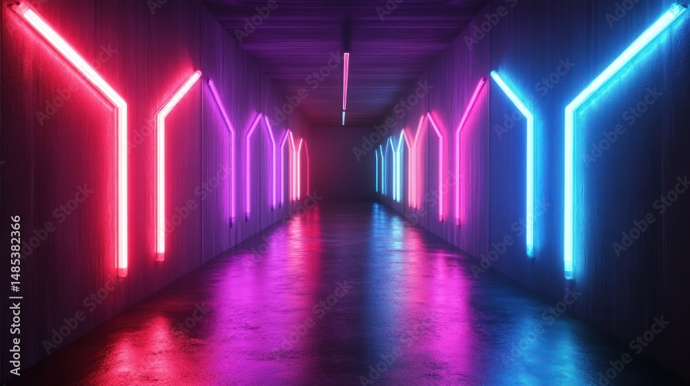 Neon tunnel hallway Neon tunnel hallway