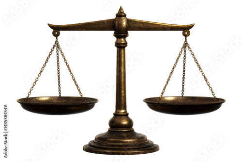 Classic brass balance scale representing justice and equality photo
