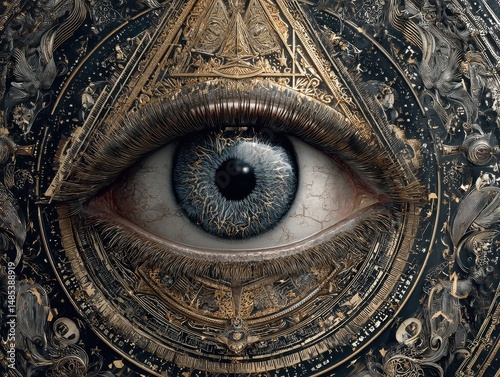 Intricate design surrounding a single, insightful eye.