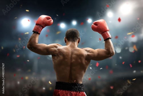 Victorious Boxer Celebrates Triumphant Win in Boxing Arena