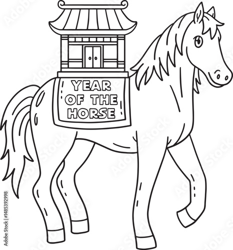 Year of the Horse 2026 Chinese Shrine Isolated 