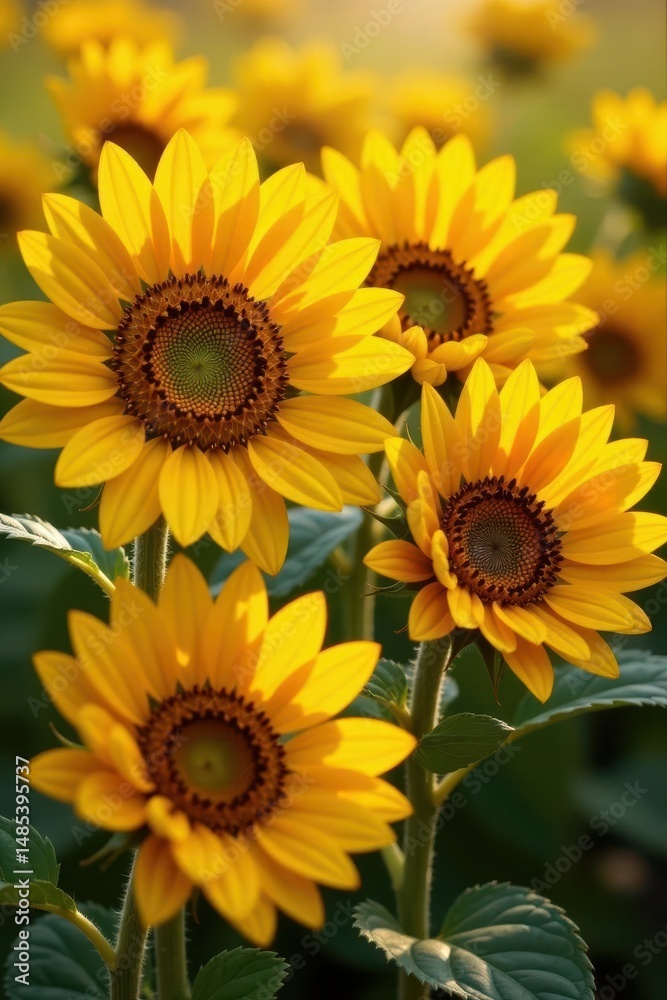 Fototapeta premium Sun-drenched sunflowers, lustrous pearls scattered amongst petals , aesthetic, pearls, delicate