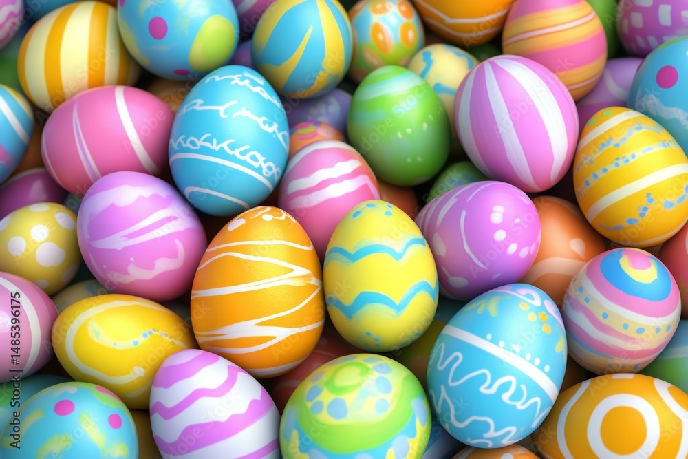 Fototapeta premium Colorful Easter Eggs Illustration