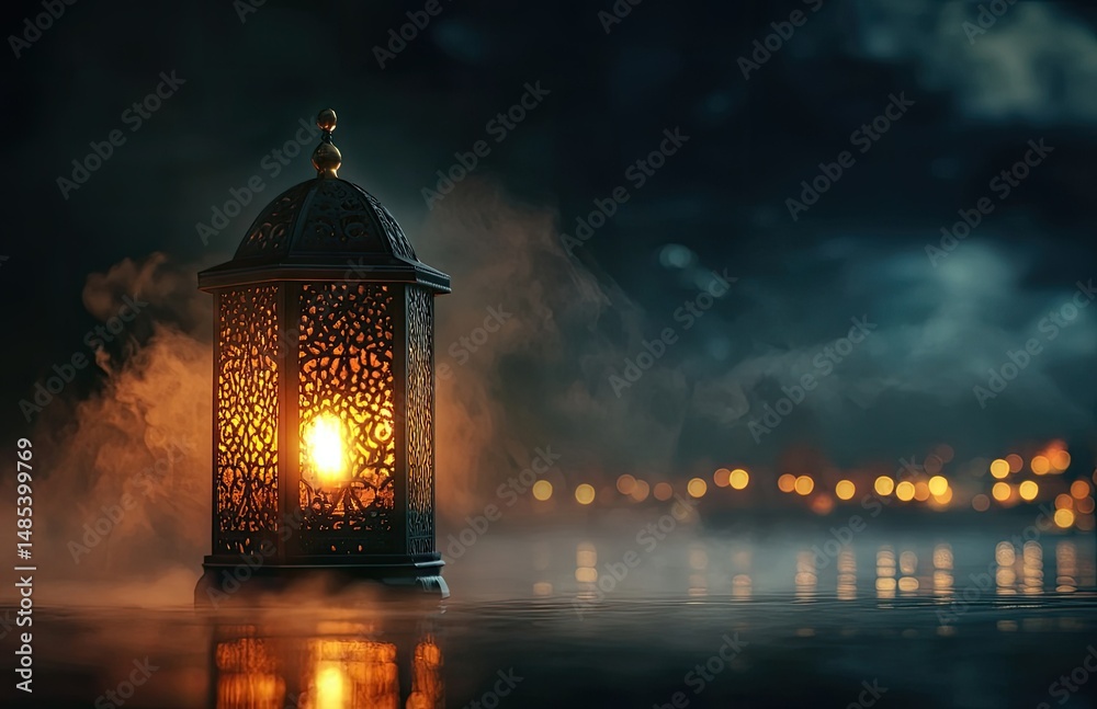 Fototapeta premium Intricate lantern, night scene