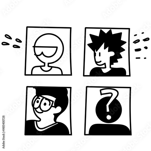 hand drawn doodle avatar profile person illustration