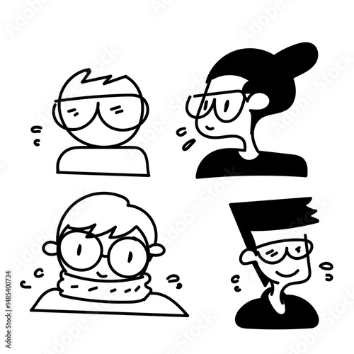 hand drawn doodle avatar profile person illustration