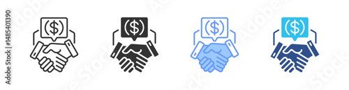 Negotiation Multi Style Icon Set Vector 