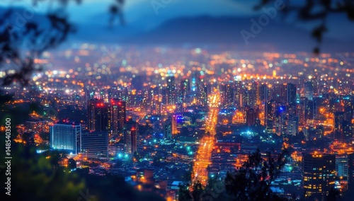 Wallpaper Mural Night city lights blurred from a high vantage point Torontodigital.ca