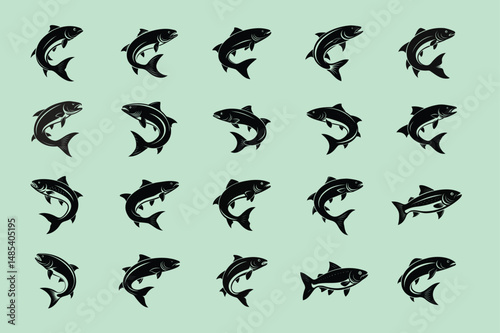 rainbow trout fish silhouette vector illustration