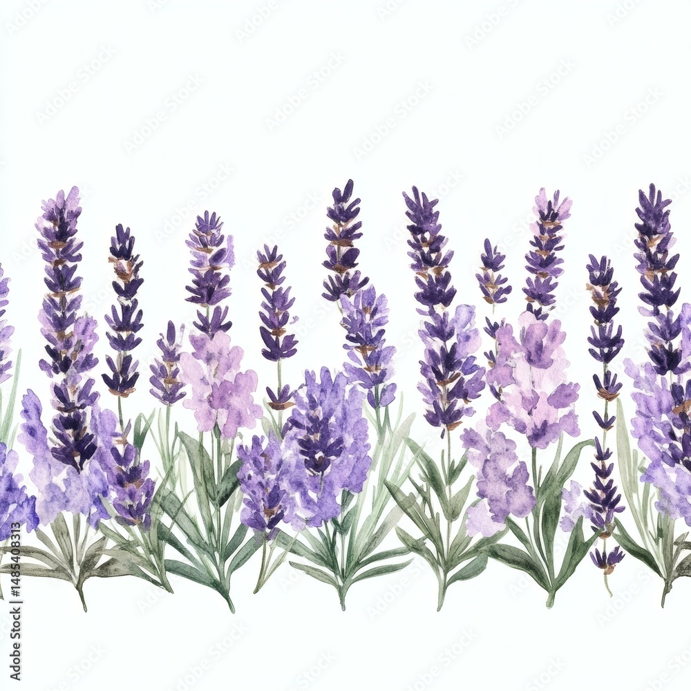 Naklejka premium Watercolor Lavender Border Design