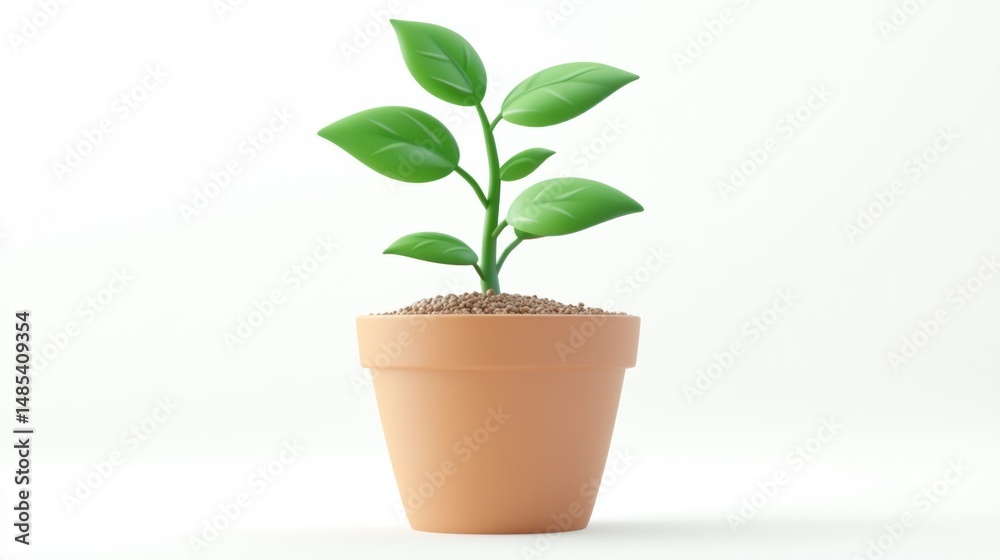 Fototapeta premium Small plant in terracotta pot