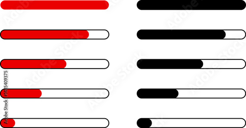 Loading icon set. infographic icon. downloading bar. loader or preloader. load or Upload. Retro Progress Bars. Download progress
