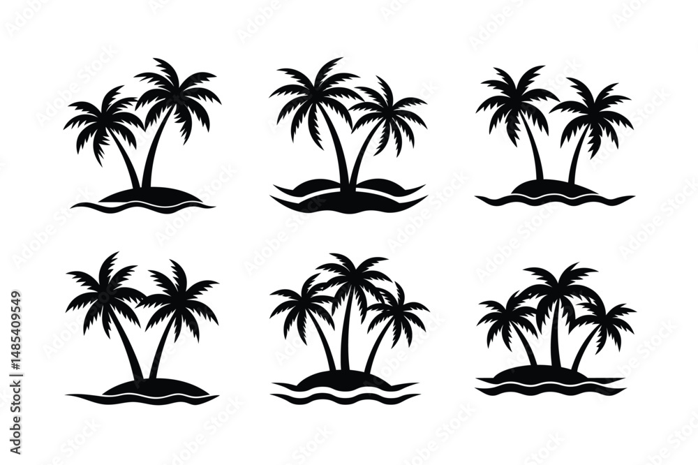 Serene Tropical Lagoon with Palm Vector Serene Tropical Lagoon with Palm Vector