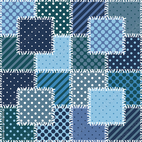 Patchwork print wallpaper background with different patterns quilting hobby craft handmade	
