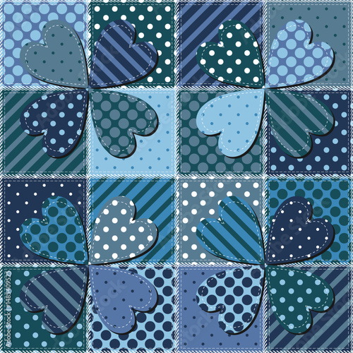 Patchwork print wallpaper background with different patterns quilting hobby craft handmade	
