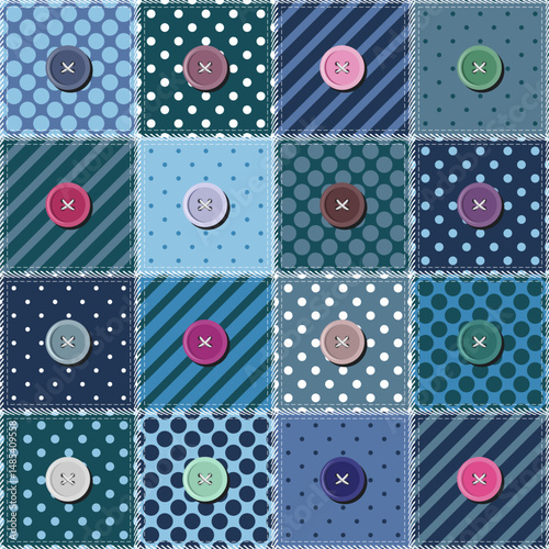 Patchwork print wallpaper background with different patterns quilting hobby craft handmade	
