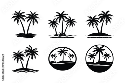 Vector Silhouette of Palm Tree by Lagoon