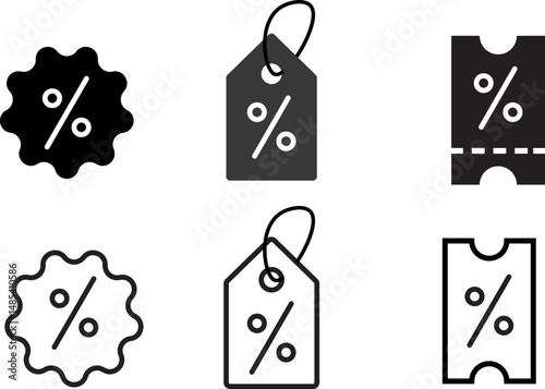 Discount Coupon Icon set. Price discount tag icons. sale badge templates. percentage symbols. Promotion collection. cash and future use online shopping

