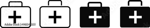 first aid kid box icon set. medical diagnostic. Doctor bag business. medicals briefcase icons. healthcare symbols
