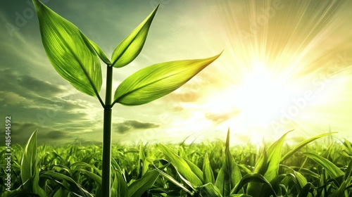 Sunrise over a vibrant green field
