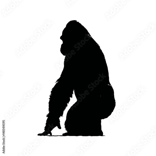 Solid black silhouette of a gorilla sitting
