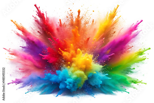 Spectacular explosion of vibrant colorful powder creating abstract artistic visual effect