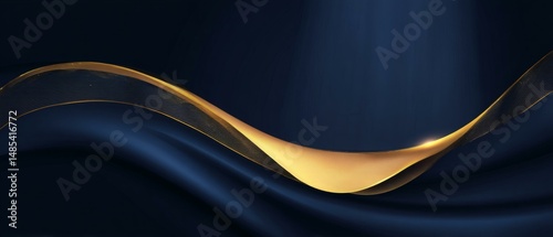 Abstract Dark Navy Blue and Gold Background Design