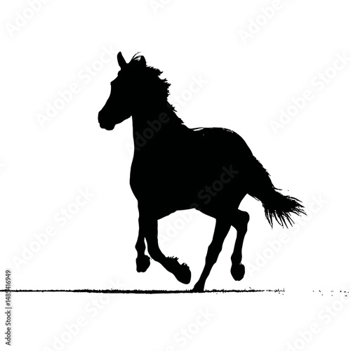 Solid black silhouette of a horse galloping