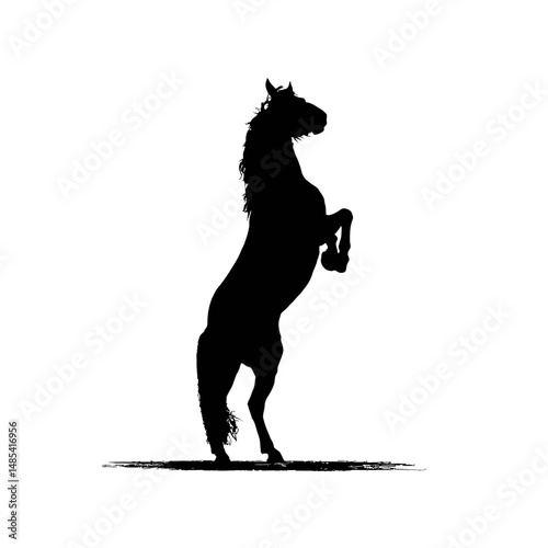 Solid black silhouette of a horse rearing
