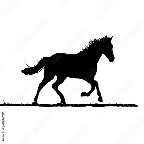 Solid black silhouette of a horse galloping