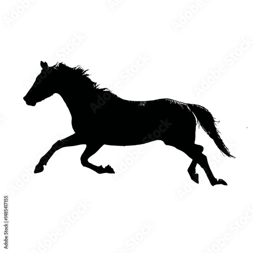 Solid black silhouette of a horse galloping
