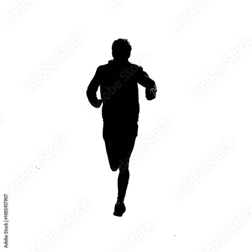 Solid black silhouette of a jogger running
