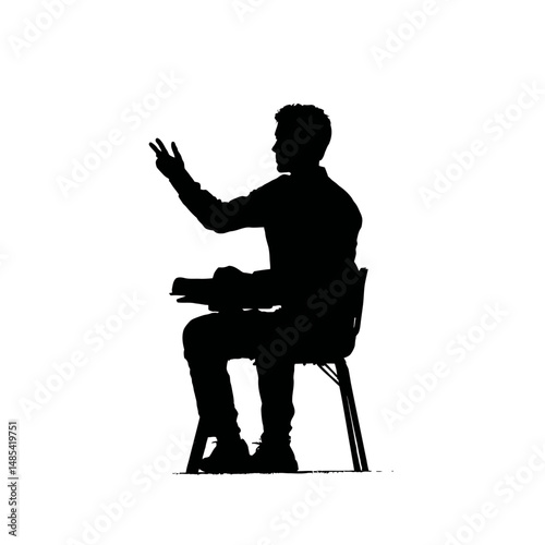 Solid black silhouette of a teacher instructing